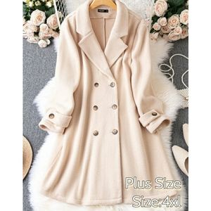 Plus Size 4xl Double Breasted Overcoat Trendy Teddy Material